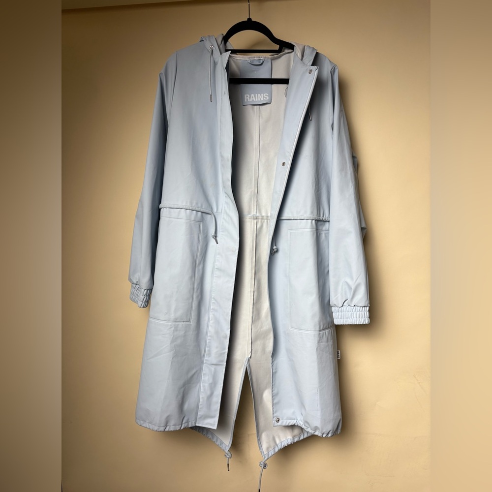 Rains Sky Blue Hooded Trench